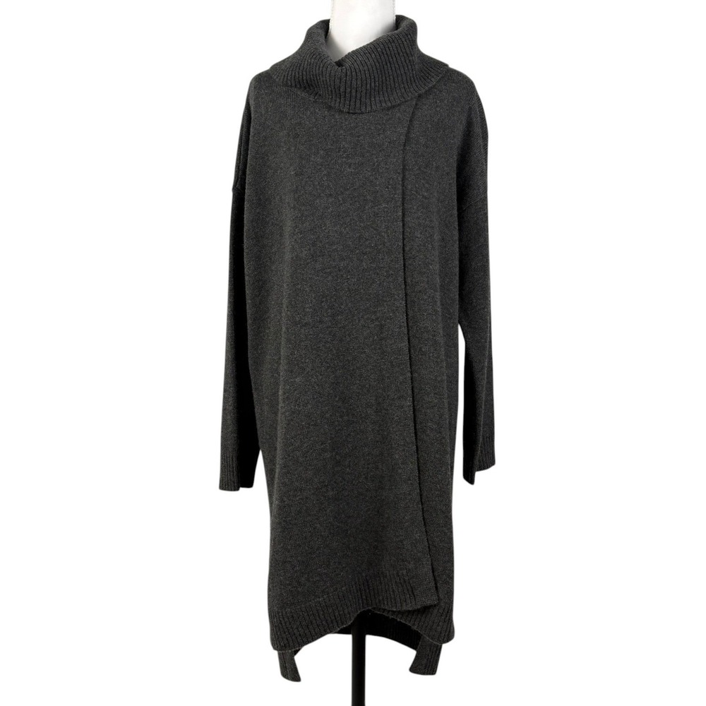 Eileen Fisher Project 100% Cashmere Long Tunic Womens M Gray Cowl Sweater NWT